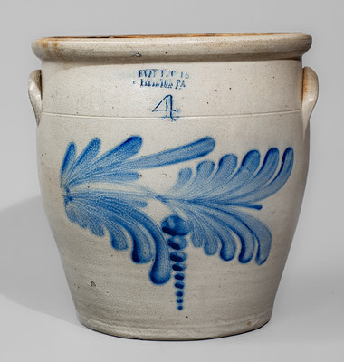 EVAN R. JONES/ PITTSTON PA Four-Gallon Stoneware Jar, c1875