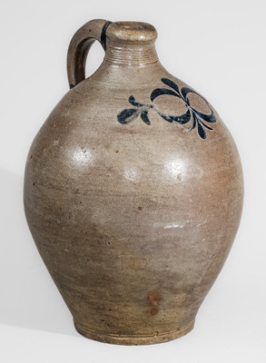 Scarce New York City Stoneware Jug w/ Incised Drape-and-Tassel Decoration, late 18th / early 19th century