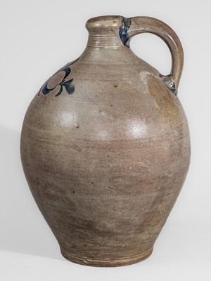 Scarce New York City Stoneware Jug w/ Incised Drape-and-Tassel Decoration, late 18th / early 19th century