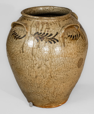 Rare Four-Handled attrib. Thomas Chandler, Edgefield Dist, SC Stoneware Jar, circa 1845