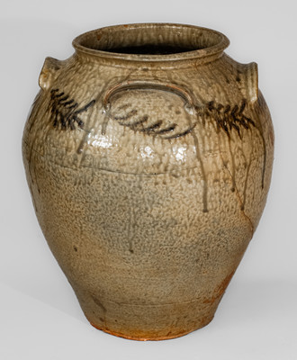 Rare Four-Handled attrib. Thomas Chandler, Edgefield Dist, SC Stoneware Jar, circa 1845