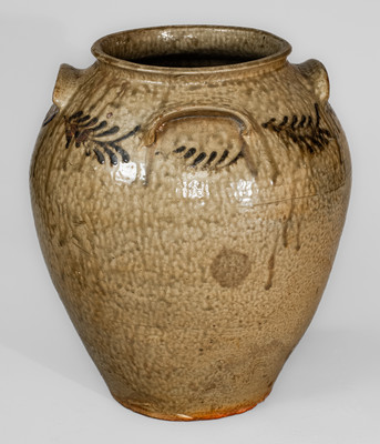 Rare Four-Handled attrib. Thomas Chandler, Edgefield Dist, SC Stoneware Jar, circa 1845