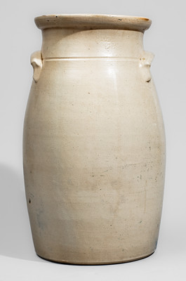 Exceptional N.A. WHITE & SON / UTICA, N.Y. Six-Gallon Churn w/ Elaborate Paddletail Bird