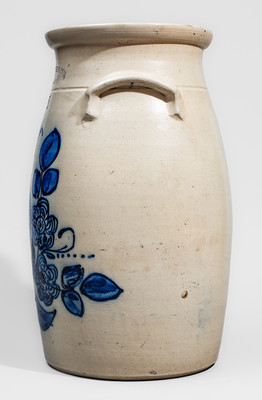 Exceptional N.A. WHITE & SON / UTICA, N.Y. Six-Gallon Churn w/ Elaborate Paddletail Bird