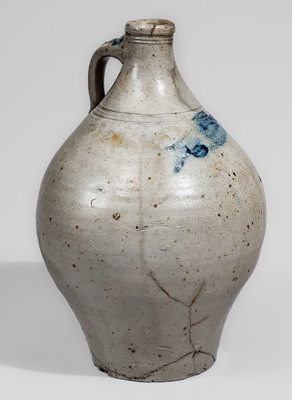 Stoneware Jug w/ Impressed Fish Motif, attrib. Jonathan Fenton, Boston, late 18th century