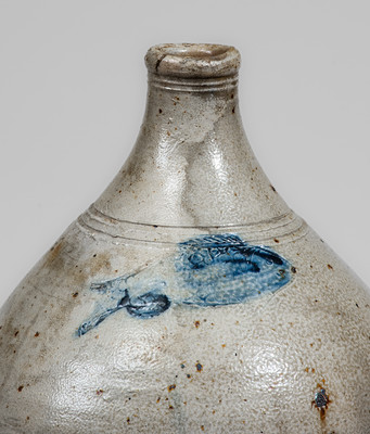 Stoneware Jug w/ Impressed Fish Motif, attrib. Jonathan Fenton, Boston, late 18th century