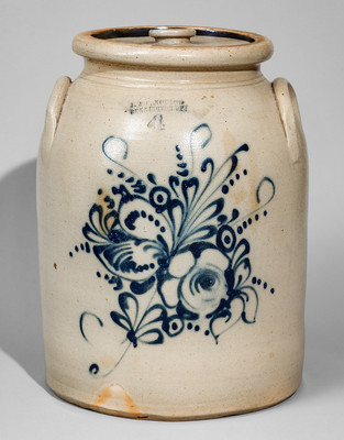 J. & E. NORTON / BENNINGTON, VT Four-Gallon Lidded Stoneware Jar, c1855