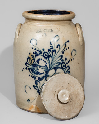 J. & E. NORTON / BENNINGTON, VT Four-Gallon Lidded Stoneware Jar, c1855
