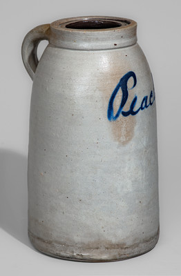 Rare "Peaches" Stoneware Handled Canning Jar, probably Thompson Pottery, Morgantown, WV