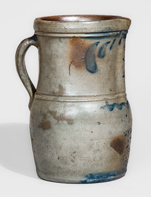Rare Half-Gallon Western Pennsylvania Stoneware Pitcher w/ Stenciled Crown Motif