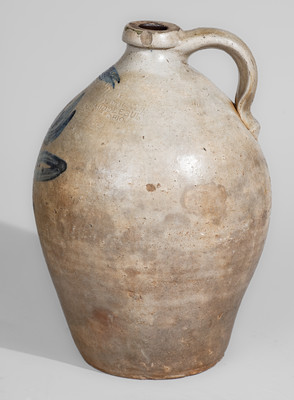 Rare A. DeHAVEN, / MIDDLEBURY, OHIO Twice-Stamped Stoneware Jug, mid 19th century