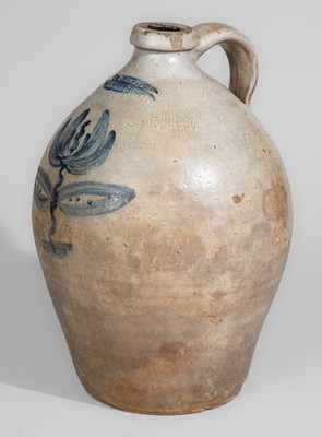 Rare A. DeHAVEN, / MIDDLEBURY, OHIO Twice-Stamped Stoneware Jug, mid 19th century