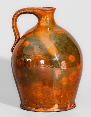 New England Redware Jug, possibly North Shore, MA, first half 19th century