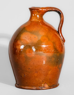 New England Redware Jug, possibly North Shore, MA, first half 19th century