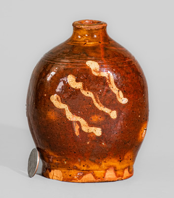 Very Rare 18th Century New England Redware Flask, possibly Charlestown, Mass.