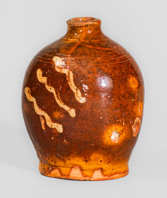 Very Rare 18th Century New England Redware Flask, possibly Charlestown, Mass.