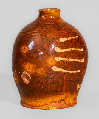 Very Rare 18th Century New England Redware Flask, possibly Charlestown, Mass.