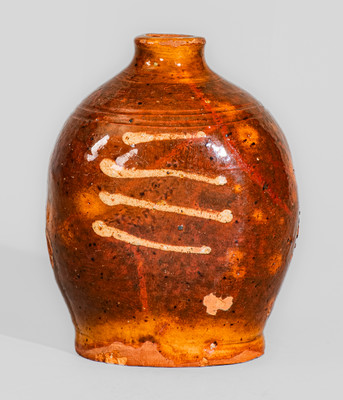 Very Rare 18th Century New England Redware Flask, possibly Charlestown, Mass.