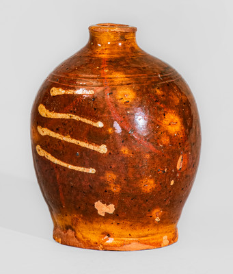 Very Rare 18th Century New England Redware Flask, possibly Charlestown, Mass.