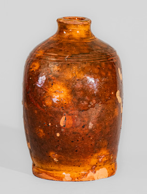 Very Rare 18th Century New England Redware Flask, possibly Charlestown, Mass.