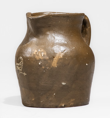 Unusual Small-Sized Stoneware Pitcher w/ Incised Bird Decoration, probably Southern, possibly Middle TN