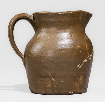 Unusual Small-Sized Stoneware Pitcher w/ Incised Bird Decoration, probably Southern, possibly Middle TN
