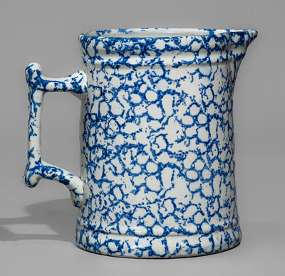 Unusual Spongeware Pitcher w/ Baltimore Advertising: "Lang's Cafe"