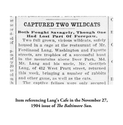 Unusual Spongeware Pitcher w/ Baltimore Advertising: "Lang's Cafe"