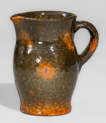 American Redware Cream Pitcher, probably PA or VA origin, mid to late 19th century