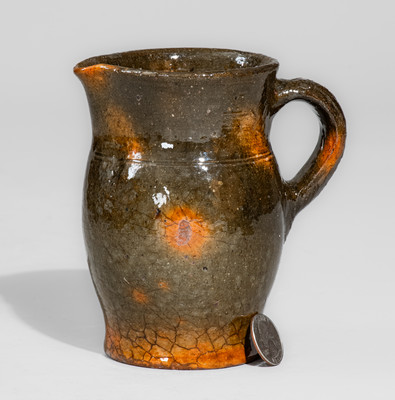 American Redware Cream Pitcher, probably PA or VA origin, mid to late 19th century