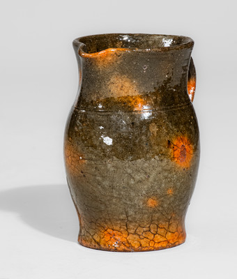 American Redware Cream Pitcher, probably PA or VA origin, mid to late 19th century