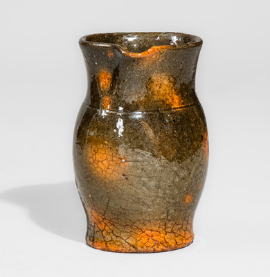 American Redware Cream Pitcher, probably PA or VA origin, mid to late 19th century