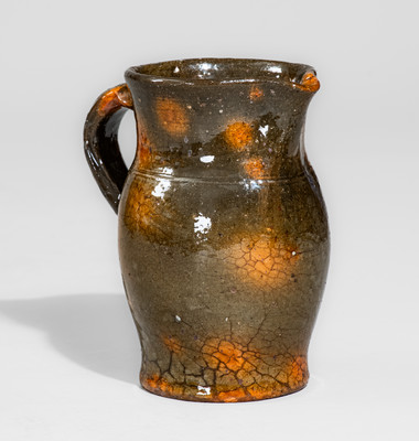 American Redware Cream Pitcher, probably PA or VA origin, mid to late 19th century
