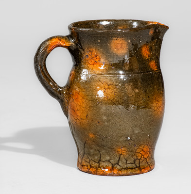 American Redware Cream Pitcher, probably PA or VA origin, mid to late 19th century