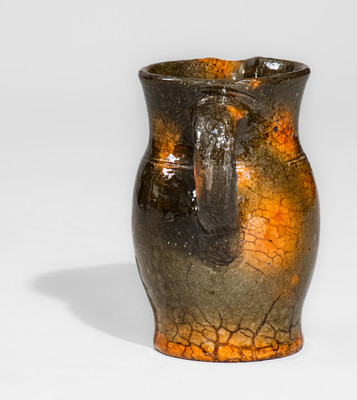 American Redware Cream Pitcher, probably PA or VA origin, mid to late 19th century