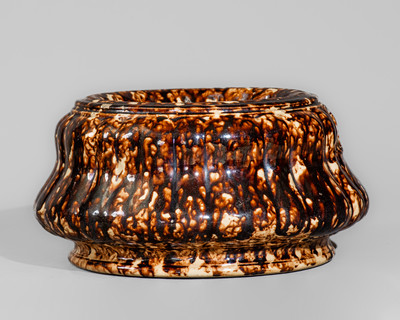 AMERICAN POTTERY CO. / JERSEY CITY, N.J. Rockingham-Glazed Pottery Spittoon, c1840