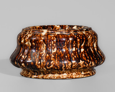 AMERICAN POTTERY CO. / JERSEY CITY, N.J. Rockingham-Glazed Pottery Spittoon, c1840