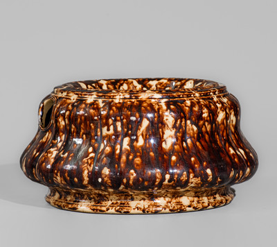 AMERICAN POTTERY CO. / JERSEY CITY, N.J. Rockingham-Glazed Pottery Spittoon, c1840