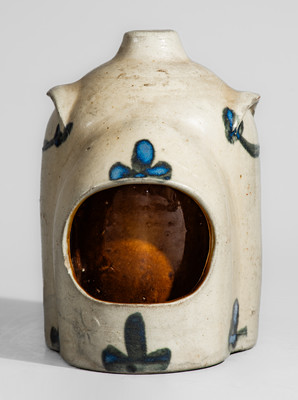 Rare THOS. HAIG / 975 N. 2ND ST. / PHILA Cobalt-Decorated Stoneware Chicken Waterer