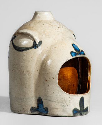 Rare THOS. HAIG / 975 N. 2ND ST. / PHILA Cobalt-Decorated Stoneware Chicken Waterer