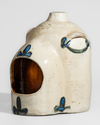 Rare THOS. HAIG / 975 N. 2ND ST. / PHILA Cobalt-Decorated Stoneware Chicken Waterer