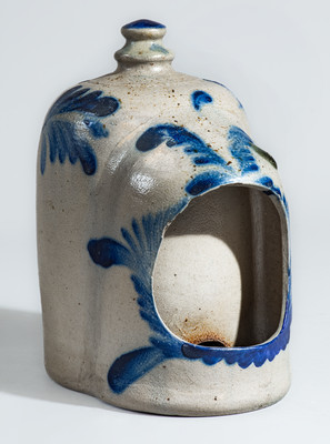 Attrib. Richard C. Remmey, Philadelphia Cobalt-Decorated Stoneware Chicken Waterer
