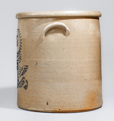 Five-Gallon Ohio Stoneware Crock w/ Stenciled Cobalt Eagle Motif, c1876