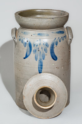 Three-Gallon Lidded Strasburg, Virginia Stoneware Churn, c1880
