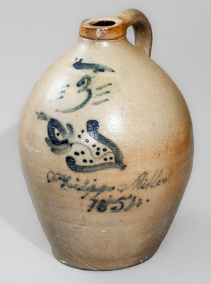 "Philip Miller / 1854" Midwestern Stoneware Jug, probably Ohio