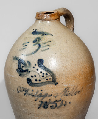 "Philip Miller / 1854" Midwestern Stoneware Jug, probably Ohio