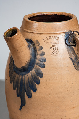 T.G. DAUB / EASTON, PA Cobalt-Decorated Stoneware Batter Pail