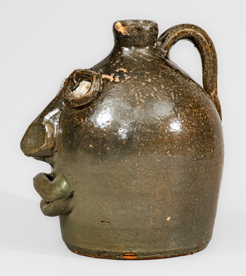 Important and Very Rare Early-Period Lanier Meaders Face Jug w/ Rock Eyes, late 1960's