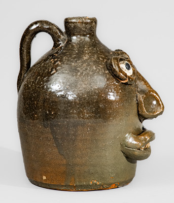 Important and Very Rare Early-Period Lanier Meaders Face Jug w/ Rock Eyes, late 1960's