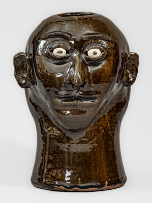 Very Rare "Lanier Meaders" Stoneware Face Wig Stand, Cleveland, GA, c1970s-80s